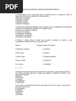 Exercícios Sobre Misturas e Técnicas de Separação de Misturas