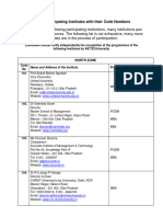 Latest List of Participating Institutes For Three Test