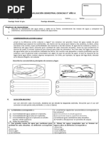 Evaluación Ciencias 5° Años