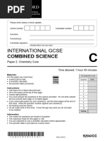 9204 Question Paper International Gcse Combined Science Chemistry Core Jun22