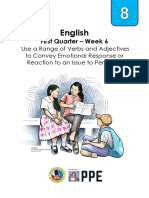 English8 q1 Melc5.1 UseaRangeofVerbsandAdjectives v1