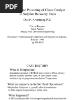 Morpholine Poisioning Clauss (Claus) Catalyst