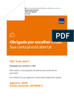 Olá! Tudo Bem?: Obrigado Por Escolher o Itaú