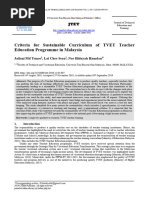 2019 Criteria For Sustainable Curriculum of TVET Teacher Education Programme in Malaysia