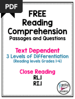 Reading Comprehension Freebie 2nd Grade