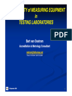 Traceability of Measuring Equipment Traceability of Measuring Equipment in in Testing Laboratories Testing Laboratories