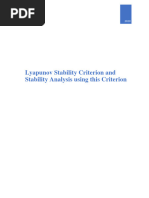 Lyapunov Stability Criterion and Stability Analysis Using This Criterion