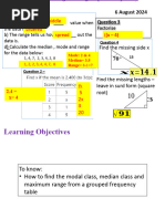 4.2D Estimated Median, Mode and Range in Grouped Frequency Tables RSE