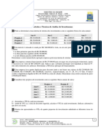 Exercícios Gerais de Análise de Projetos de Investimentos