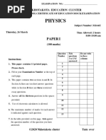 Physics Paper I Nkhotakota Cluster Mock Exams