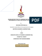 An Exploratory Study of Leadership and Organisational Performance in A Public Sector Entity in South Africa