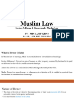 Muslim Law Lecture 3 Dower & Divorce