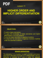 Lesson 11 Higher Order and Implicit Differentiations