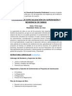 Programa de Especialización en Supervisión y Residencia de Obras