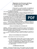 La Cámara de Diputados de La Provincia Del Chaco Sanciona Con Fuerza de Ley Nro. 909-F (Antes Ley 4385)