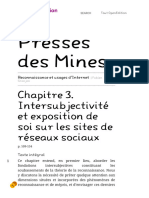 Reconnaissance Et Usages D'internet - Chapitre 3. Intersubjectivité Et Exposition de Soi Sur Les Sites de Réseaux Sociaux - Presses Des Mines