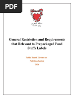 General Restriction and Requirements That Relevant To Prepackaged Food Stuffs Labels