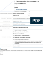 Examen - (AAB02) Cuestionario - Caracterice Los Elementos para La Elaboración de Un Ensayo Académico