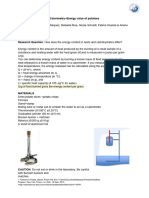 Lab Calorimetry Energy - Value of Potatoes