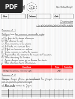 Les Pronoms Personnels Sujets CE2