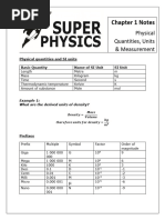 C1 Physical Quantities Units and Measurement Notes