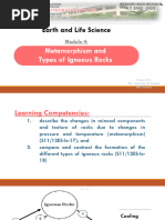 Earth and Life Science: Metamorphism and Types of Igneous Rocks