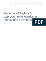 BoE Approach To Innovation in Money and Payments