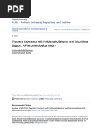 Teachers - Experience With Problematic Behavior and Educational Su