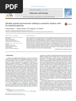 Ultrafine Grained Microstructure Tailoring in Austenitic Stainless Steel For Enhanced Plasticity