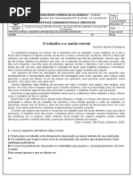 O Trabalho e A Saúde Mental: Práticas Comunicativas E Criativas