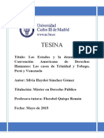 Los Estados y La Denuncia A La Convención Americana de Derechos Humanos - Los Casos de Trinidad y Tobago, Perú y Venezuela