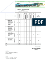 Mdat Table of Specification 2023