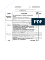 Scoring Rubric For Oral Presentation - Students'