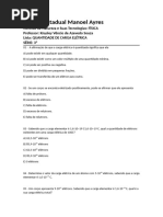 Lista de Atividades Quantidade de Carga Elétrica 3a Series