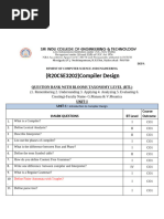 (R20CSE3202) Compiler Design: Question Bank With Blooms Taxonomy Level (BTL)