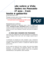 Atividade Sobre A Vida Nas Cidades No Passado