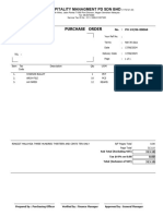 Purchase Order: Fic Hospitality Managment PD SDN BHD