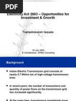 Electricity Act 2003 - Opportunities For Investment & Growth