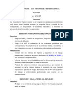 RESUMEN - SeH - Derechos y Deberes Del Empleador - Trabajador - Accidentes - ART.