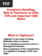 Complaint Handling, Role & Functions of CVO, CVC and Important CDA Rules