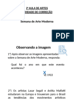 2 Aula de Artes - Atividade de Correção - Semana de Arte Moderna No Brasil