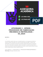 Atividade 2 - Eprod - Processos de Fabricação Mecânica e Metrologia - 53 - 2024