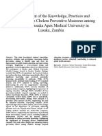 An Assessment of The Knowledge, Practices and Attitudes Towards Cholera Preventive Measures Among Students at Lusaka Apex Medical University in Lusaka, Zambia