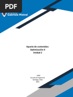 Apunte de Contenidos: Optimización II Unidad 2: UGM Escuela de Ingeniería Santiago, Chile 2022