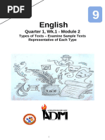 Eng9 - Q1 - Mod2 - Wk1 - Examine Sample Texts Representative of Each Type - Version3