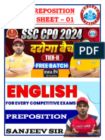 Preposition Sheet - 01: English by Sanjeev Thakur Sir