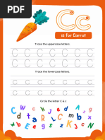 Orange Fun Illustration Tracing Letter C For Carrot Worksheet