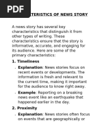 Charaectistics of News Story