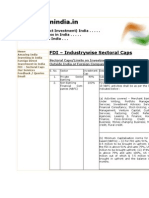 Investinginindia - In: FDI - Industrywise Sectoral Caps