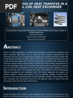 CFD Analysis of Heat Transfer in A Helical Coil Heat Exchanger